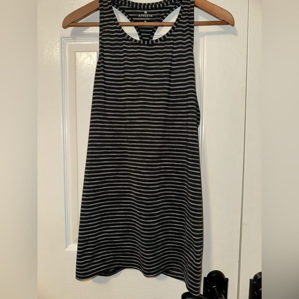 Athleta Oversized Racer Back Tank Black White Size Medium